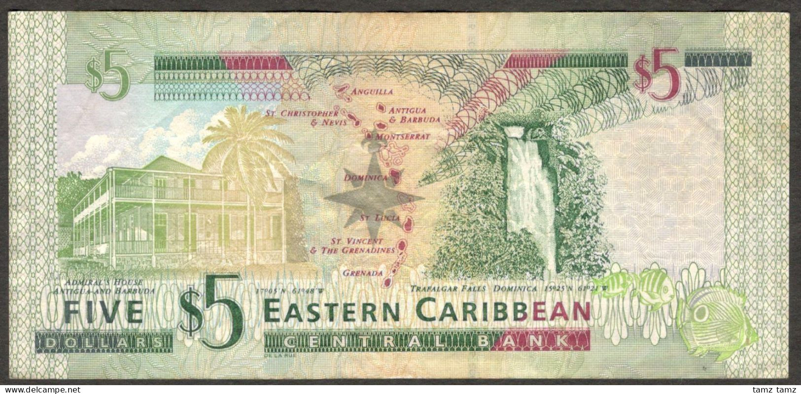 Eastern Caribbean States 5 Dollars Queen Elizabeth II P-47 2008 VF - East Carribeans