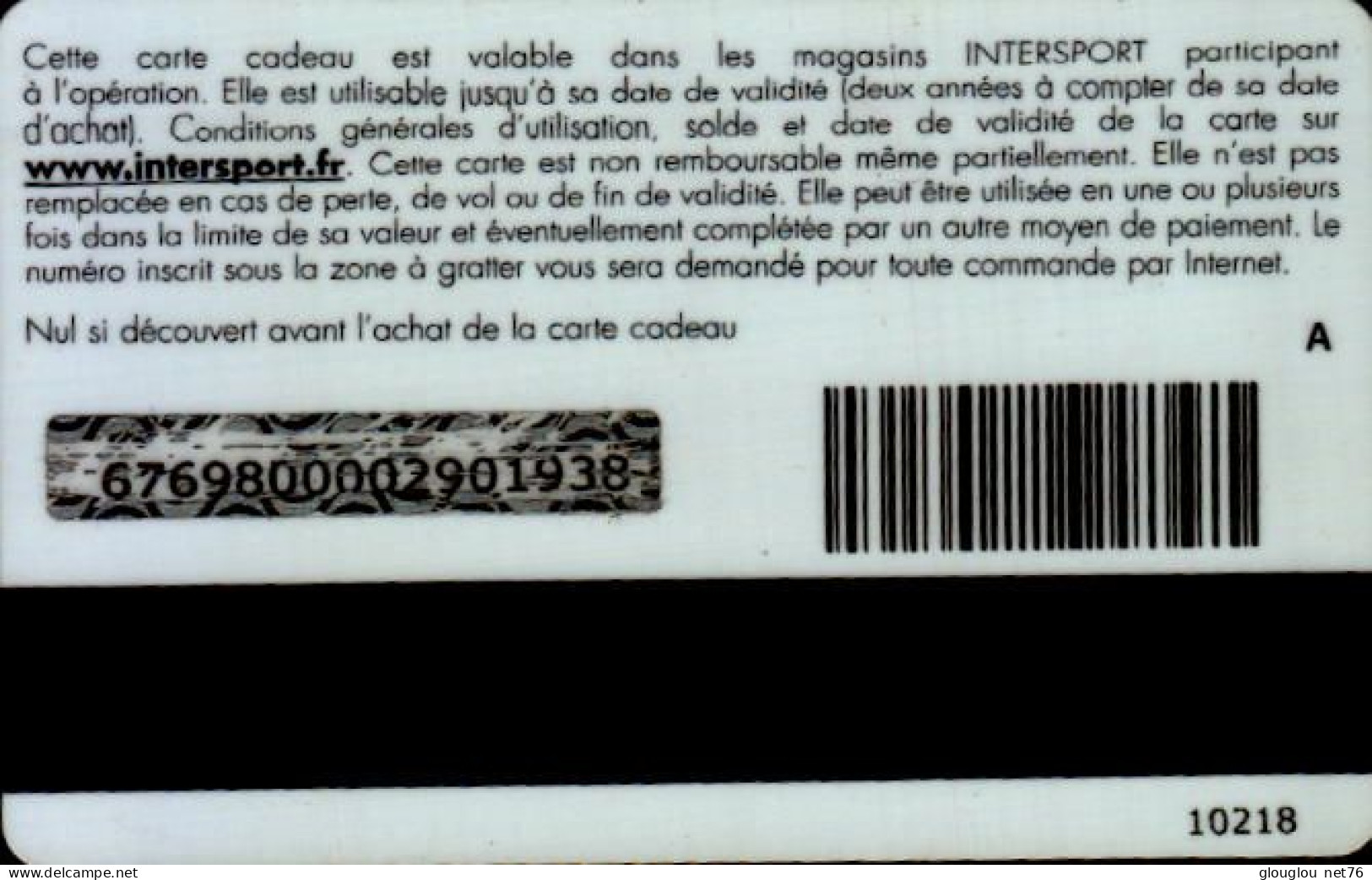 CARTE CADEAU  INTERSPORT....TEDDY RINER - Cartes De Fidélité Et Cadeau