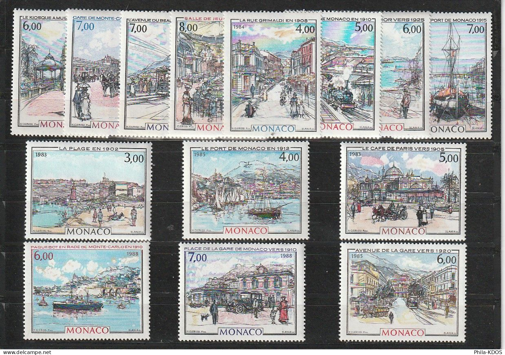 Sous La Faciale " MONACO A LA BELLE EPOQUE " Sur Lot De 14 Timbres Neufs ** MNH Différents Belle Cote ! A Saisir !!! - Verzamelingen & Reeksen