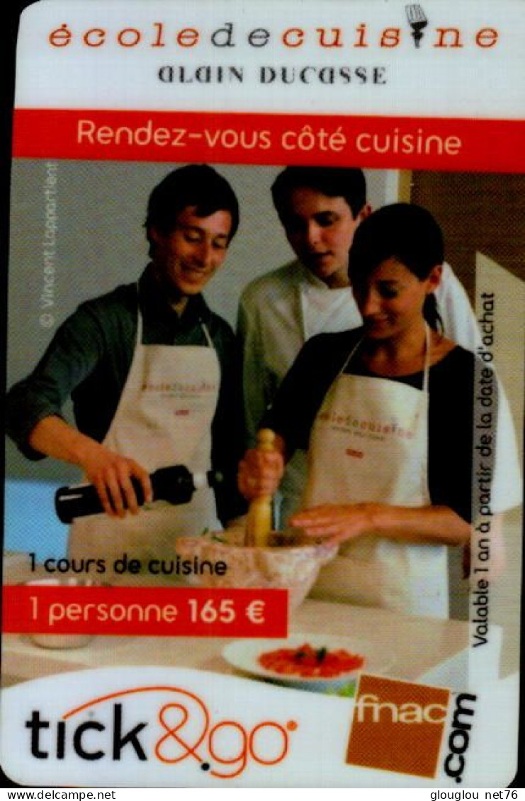 CARTE CADEAU ..FNAC..ECOLE DE CUISINE ..1 COURS DE CUISINE..1 PERSONNE 165 E - Cartes De Fidélité Et Cadeau