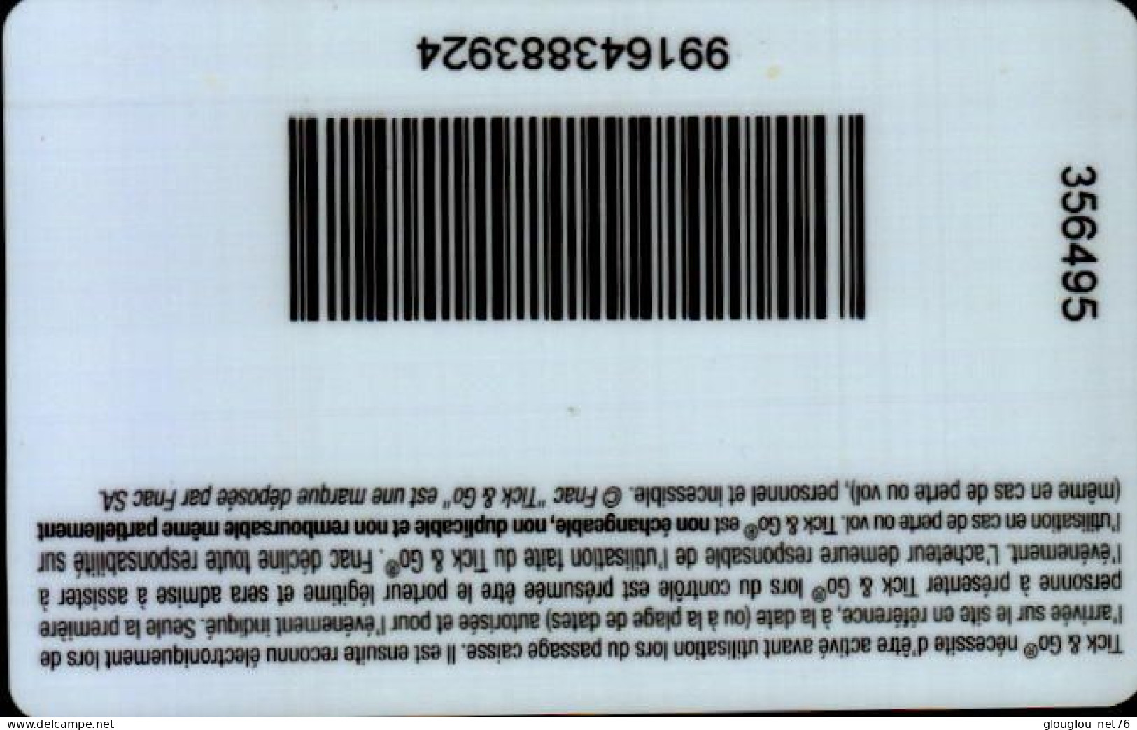 CARTE CADEAU ..FNAC..ECOLE DE CUISINE ..1 COURS DE CUISINE..1 PERSONNE 165 E - Treuekarten