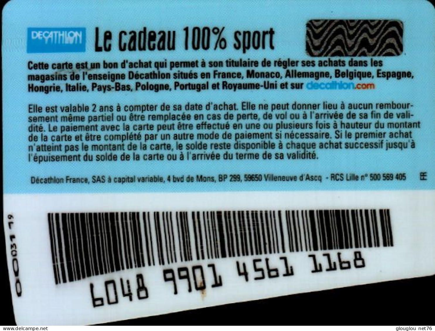 CARTE CADEAU ..DECATHLON...L'EAU QUI MET L'EAU A LA BOUCHE - Cartes De Fidélité Et Cadeau