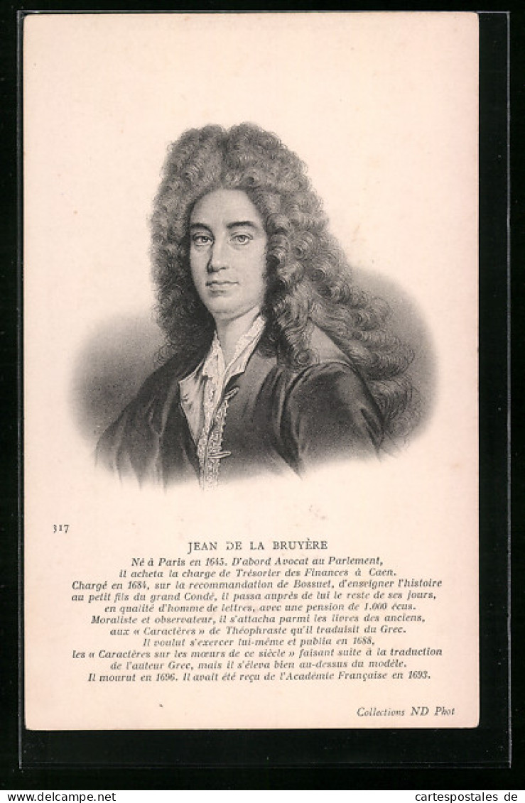 AK Jean De La Bruyère, Portrait Und Biographie  - Schriftsteller