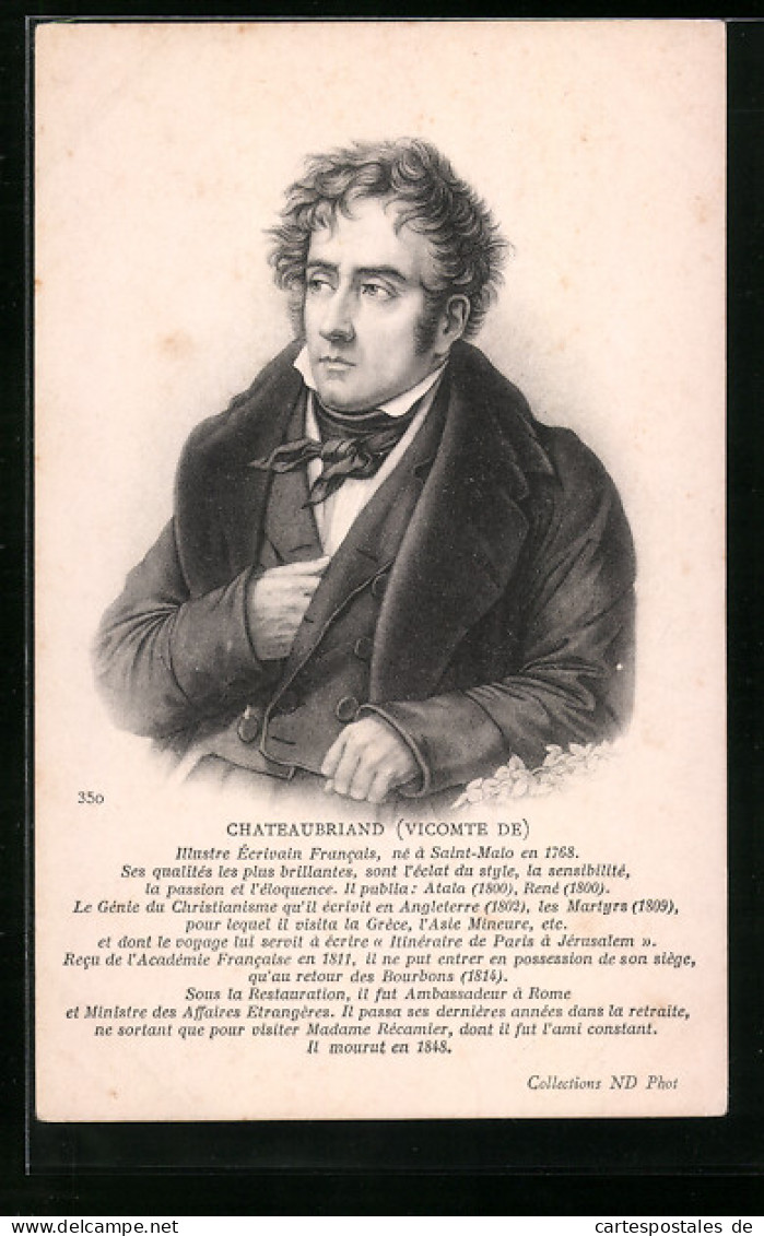 AK Chateaubriand, Portrait Und Biographie  - Schriftsteller