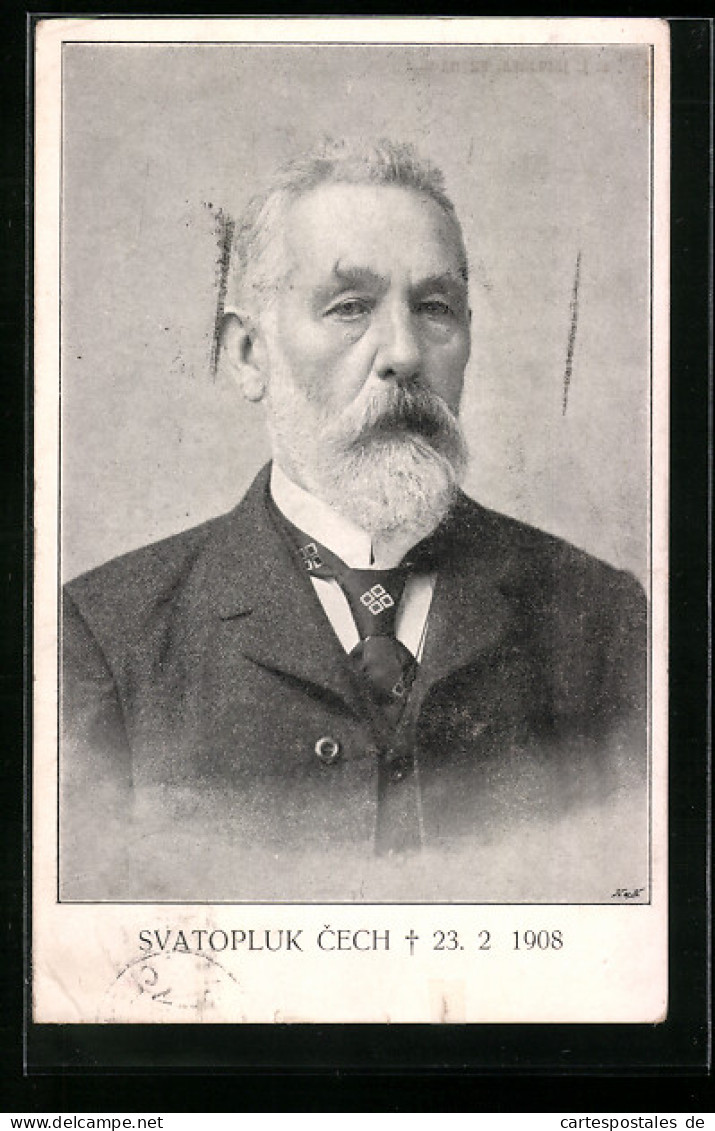 AK Svatopluk Cech, Portrait Mit Todesdatum 1908  - Writers