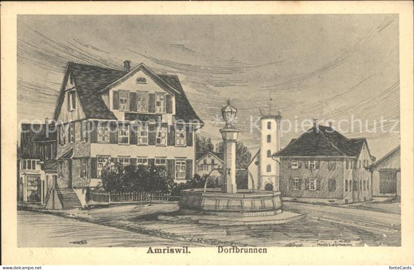 12060738 Amriswil TG Dorfbrunnen Kuenstlerkarte Amriswil - Other & Unclassified