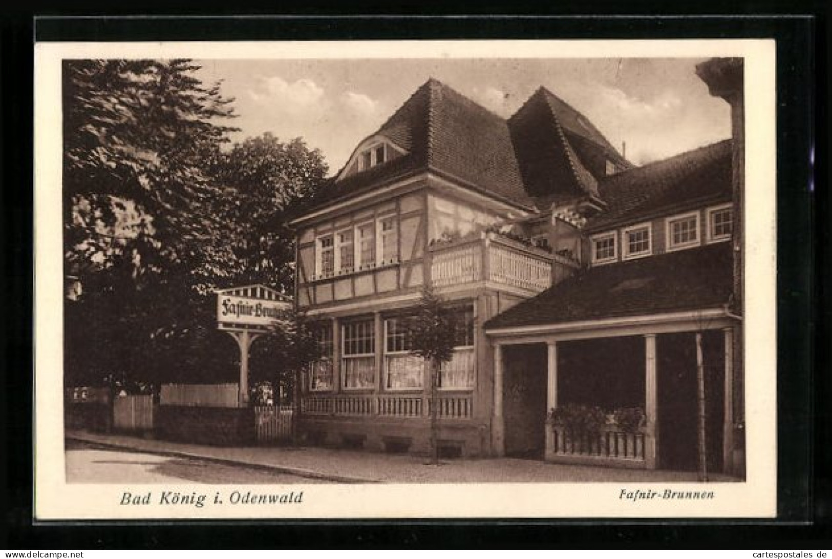 AK Bad König /Odenwald, Hotel Fafnir-Brunnen, Strassenansicht  - Odenwald