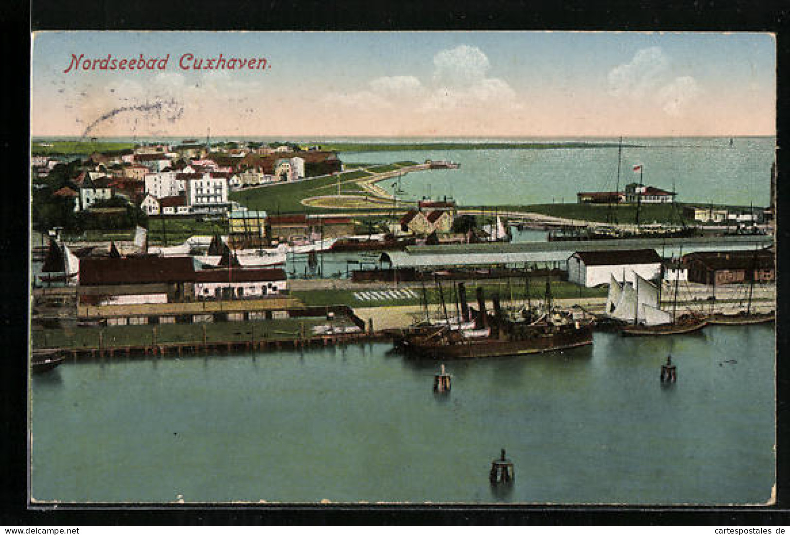 AK Cuxhaven /Nordsee, Ortsansicht Mit Hafen Aus Der Vogelschau  - Cuxhaven