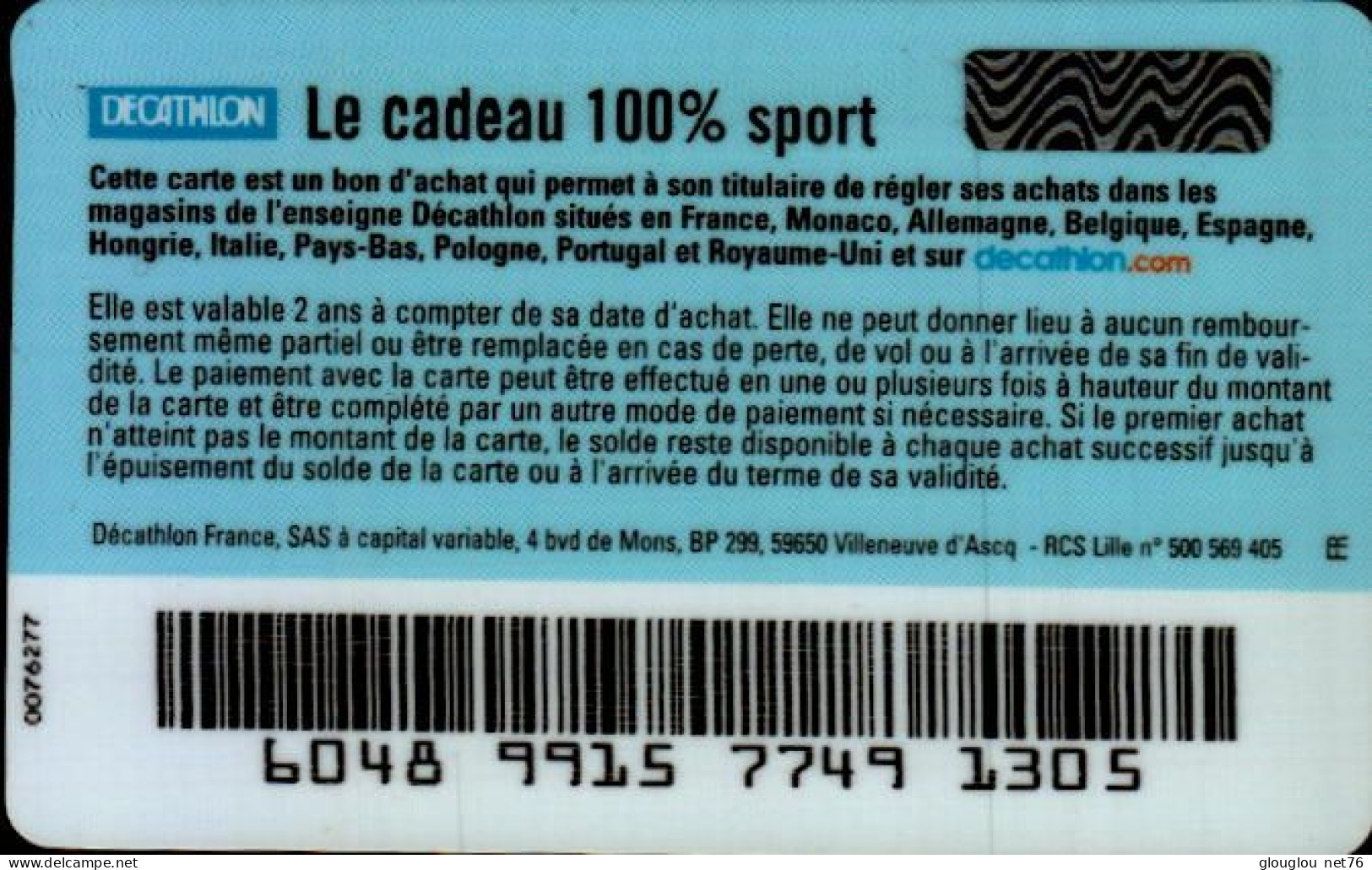 CARTE CADEAU ..DECATHLON...UN CADEAU TOUT TERRAIN - Cadeaubonnen En Spaarkaarten