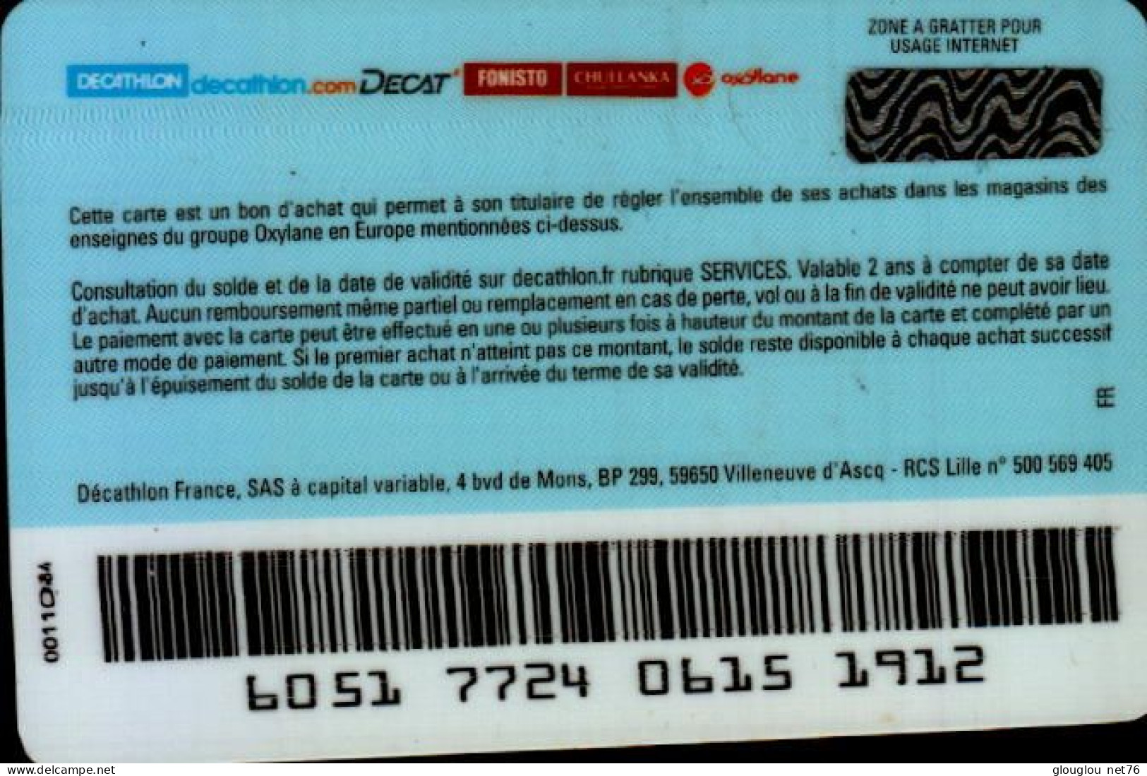 CARTE CADEAU ..DECATHLON...DES CADEAUX AU BOUT DE LA LIGNE - Cadeaubonnen En Spaarkaarten