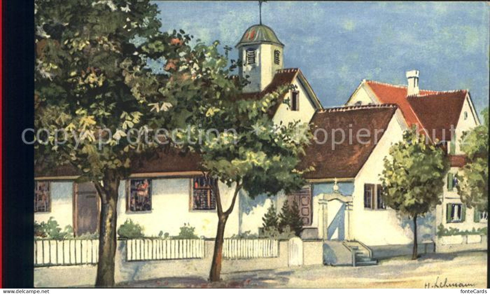12057680 Amriswil TG Kirche Mit Pfarrhaus Kuenstlerkarte Amriswil - Sonstige & Ohne Zuordnung
