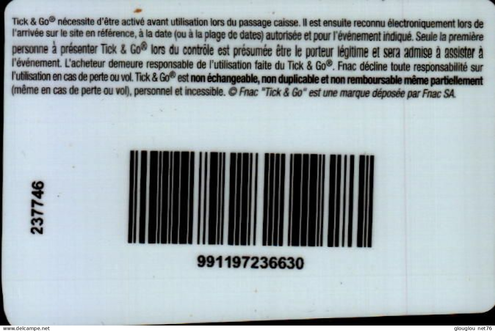 CARTE CADEAU .FNAC.. GT EVENEMENT...BAPTEME DE COMPETITION 1 PERSONNE-ADULTE OU ENFANT 69 E - Cadeaubonnen En Spaarkaarten