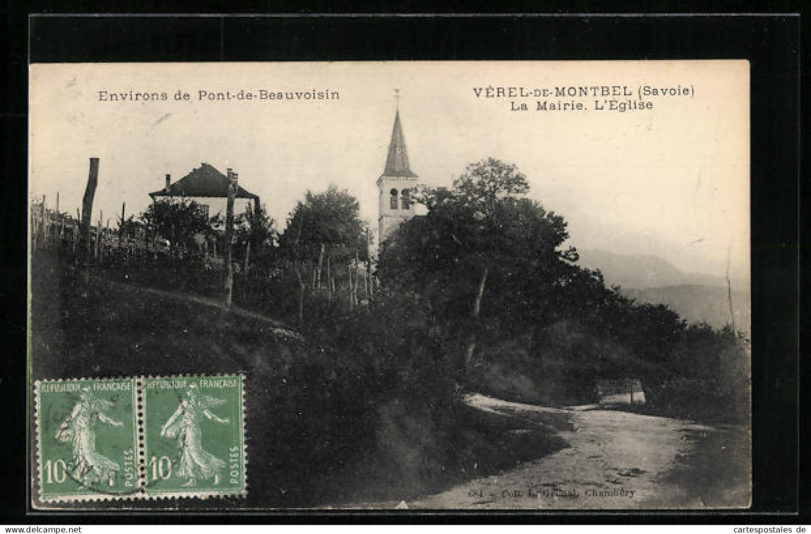 CPA Vérel-de-Montbel, La Mairie, L`Eglise  - Other & Unclassified