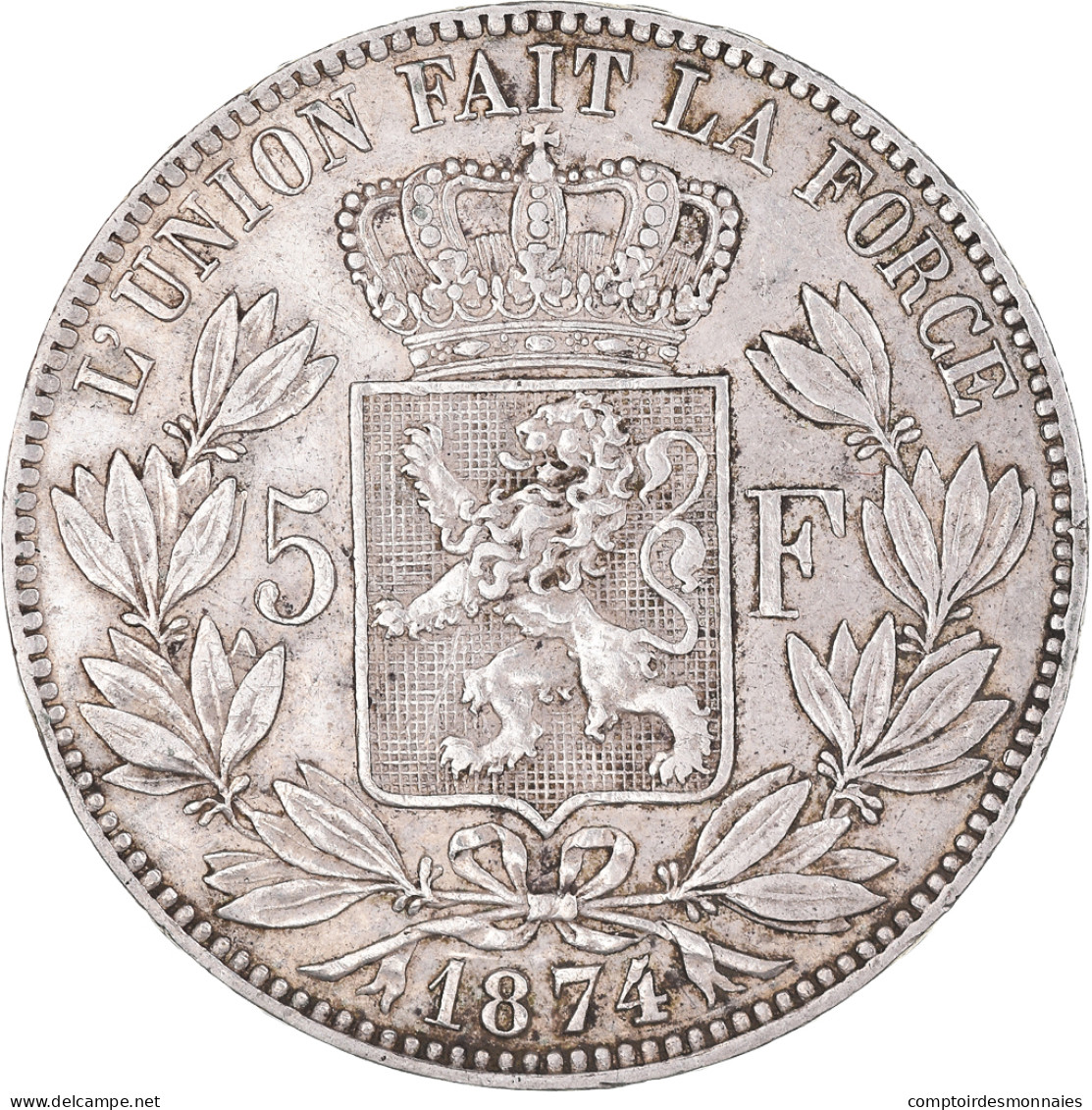 Monnaie, Belgique, Leopold II, 5 Francs, 5 Frank, 1874, TTB, Argent, KM:24 - 5 Frank