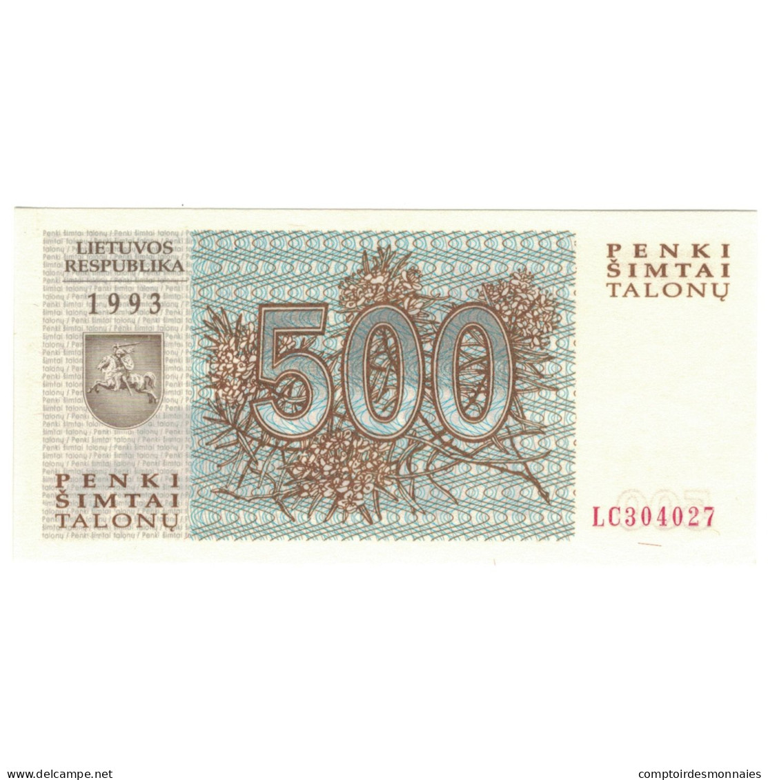 Billet, Lithuania, 500 Talonu, 1993, Undated, KM:46, NEUF - Litauen