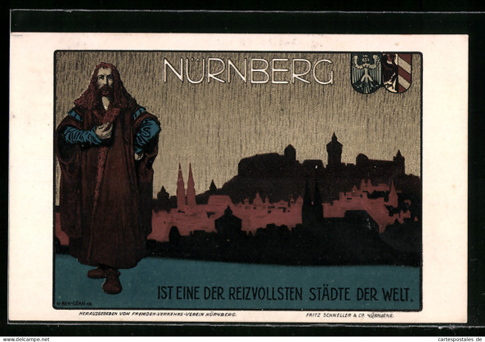 AK Nürnberg, Panorama, Wappen Und Albrecht Dürer  - Nürnberg