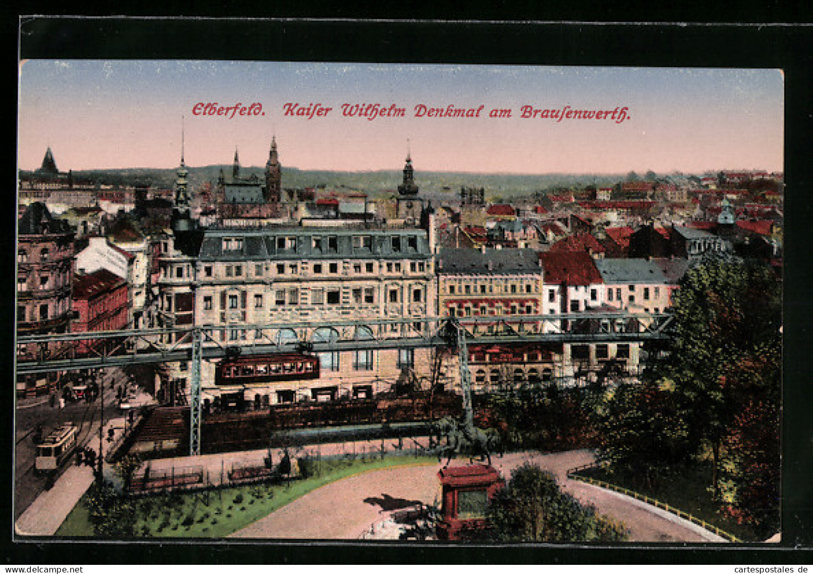 AK Elberfeld, Schwebebahn, Kaiser Wilhelm Denkma Am Brausenwerth  - Andere & Zonder Classificatie