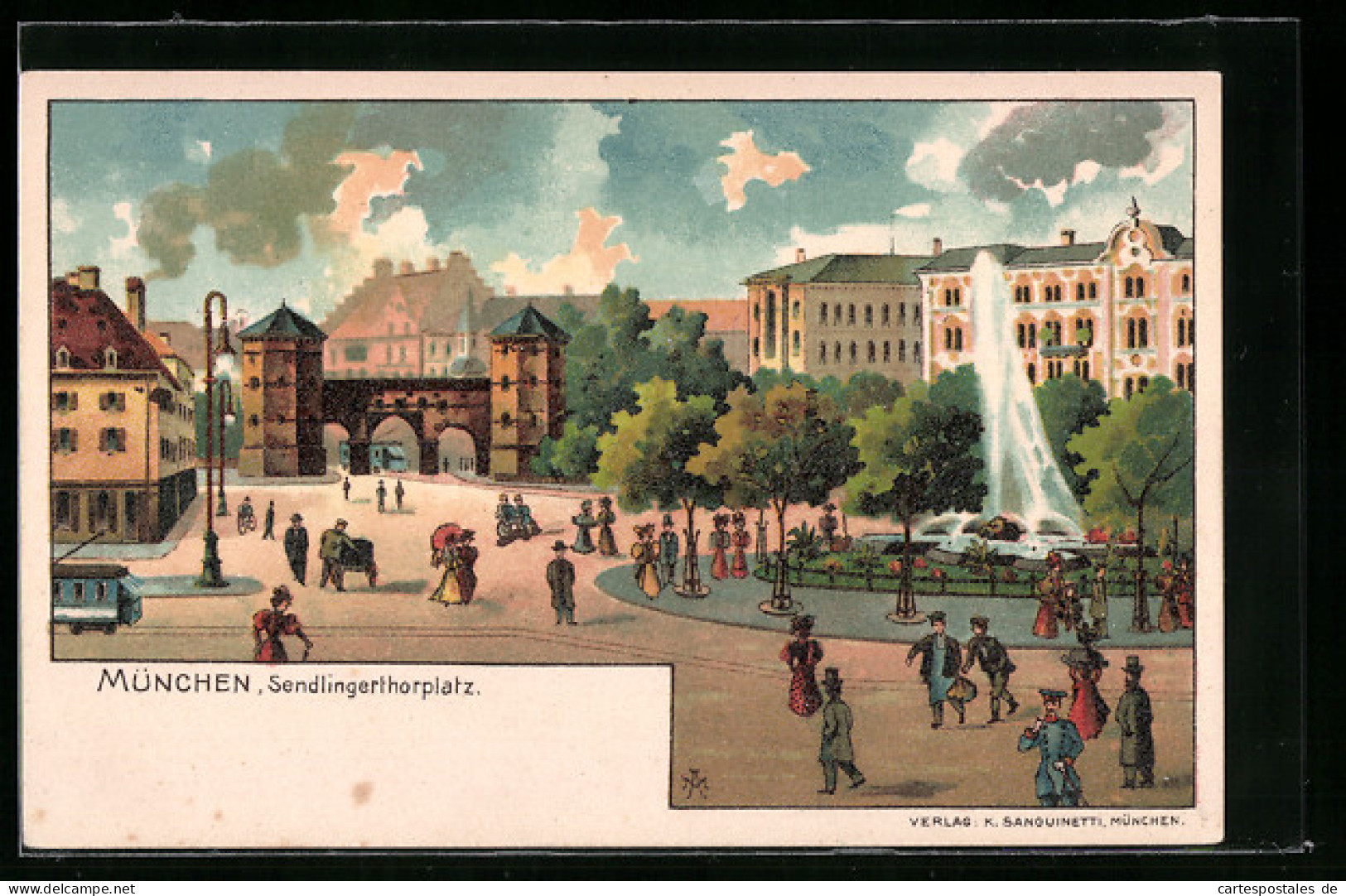 Lithographie München, Sendlingerthorplatz  - Muenchen