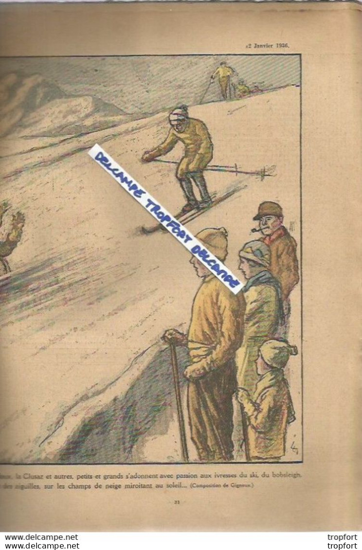 P1 / Old Newspaper Alte Zeitung Journal Ancien 1936 / Ski Adolf HITLER Gendarme BD Le REVARD Clusaz Bobsleigh - 1950 à Nos Jours