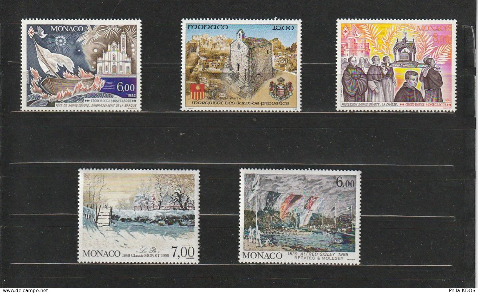 Sous La Faciale " TABLEAUX DE MONACO " Sur Lot De 5 Timbres Neufs ** MNH. Belle Cote ! A Saisir !!! - Collections, Lots & Series