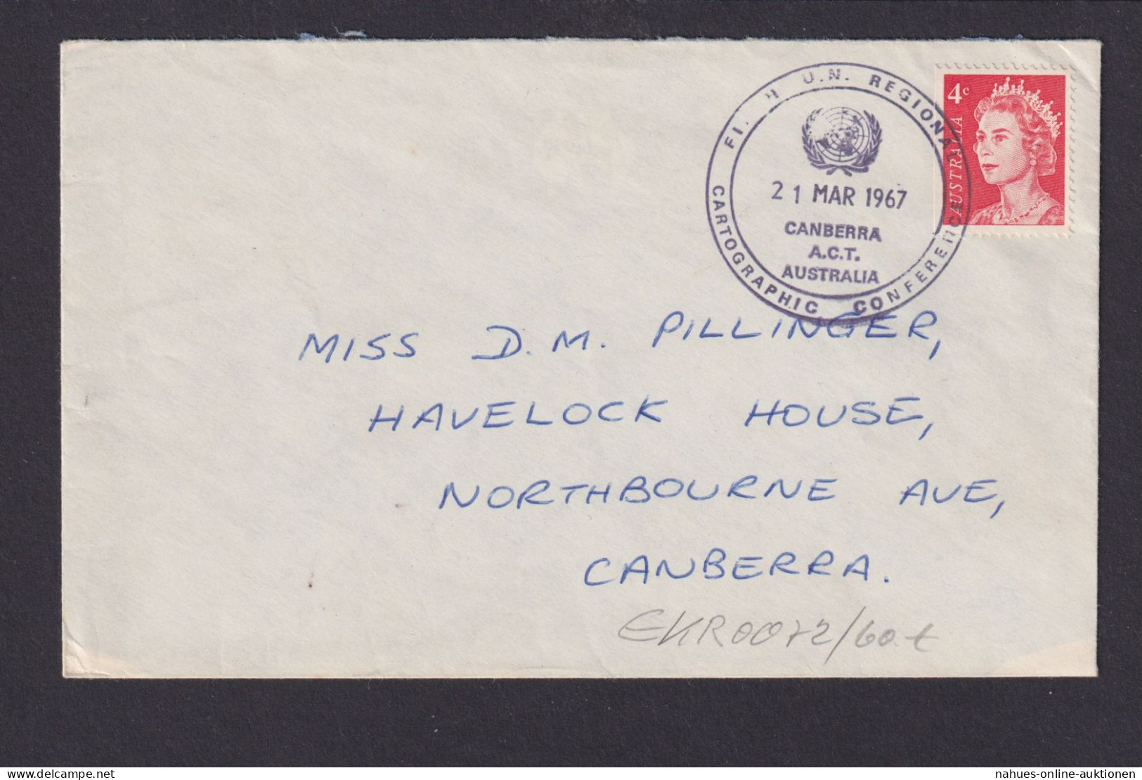 Australien Brief EF Queen Elisabet + SST CANBERRA A.C.T. UN UNO 21.3.1967 - Sammlungen