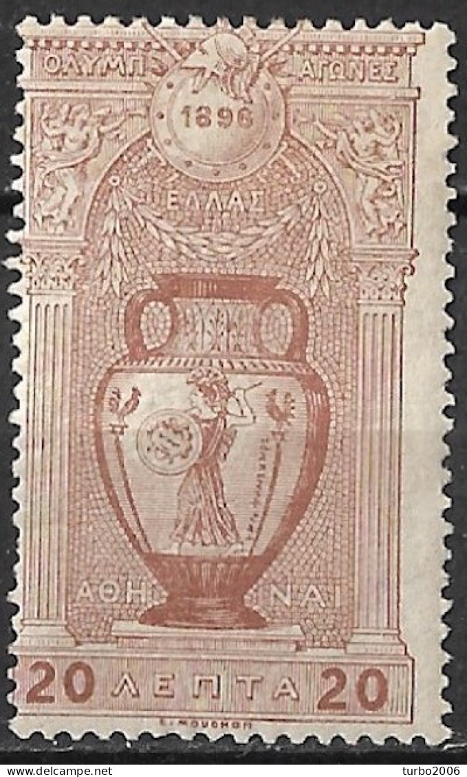 Greece 1896 First Olympic Games 20 L Brown Fine MH Vl. 137 - Ongebruikt