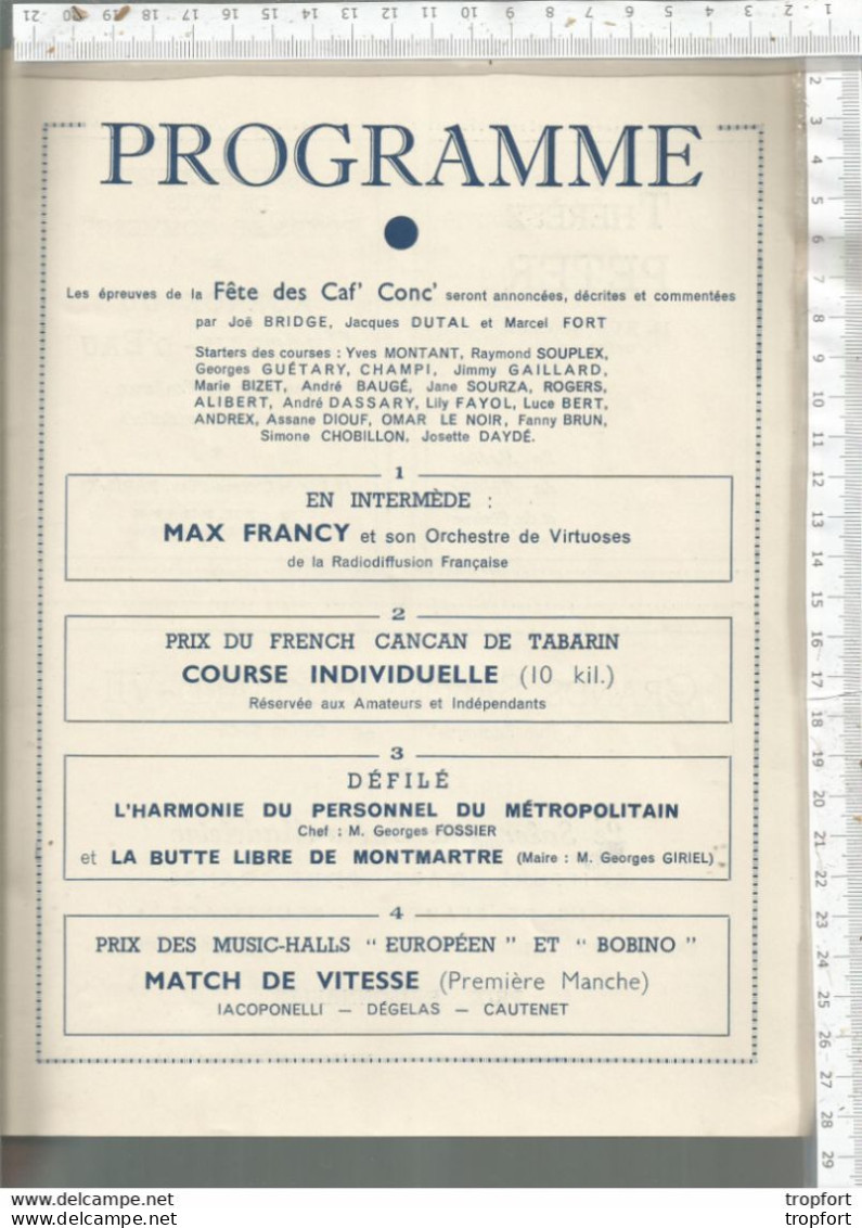Superbe PROGRAMME Théâtre  FETE DES CAF'CONC' 1946  VELODROME D'HIVER // PARADE CLOWN CIRQUE - Programme