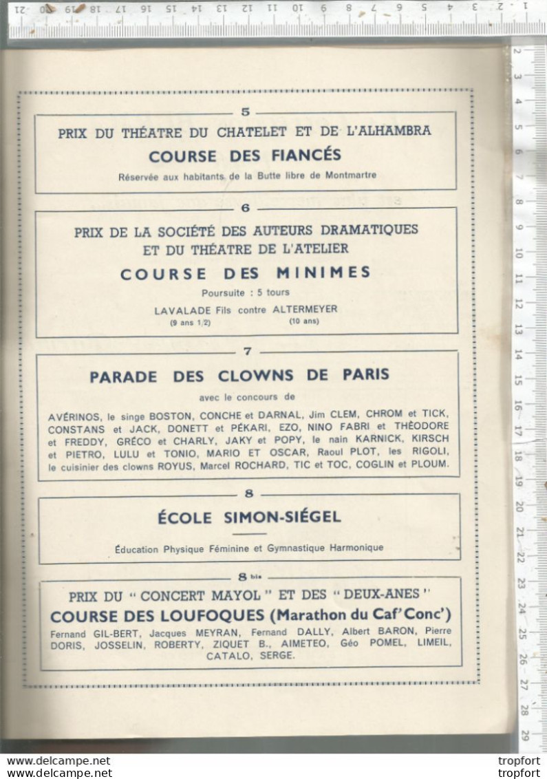 Superbe PROGRAMME Théâtre  FETE DES CAF'CONC' 1946  VELODROME D'HIVER // PARADE CLOWN CIRQUE - Programme