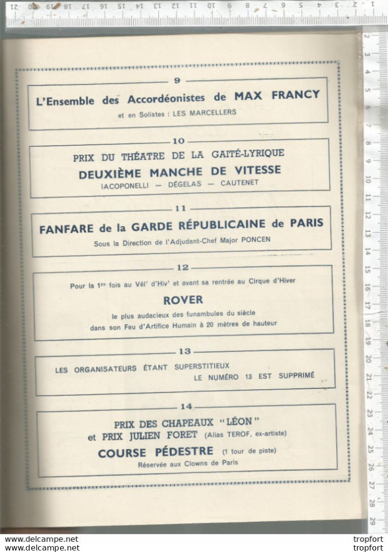 Superbe PROGRAMME Théâtre  FETE DES CAF'CONC' 1946  VELODROME D'HIVER // PARADE CLOWN CIRQUE - Programas