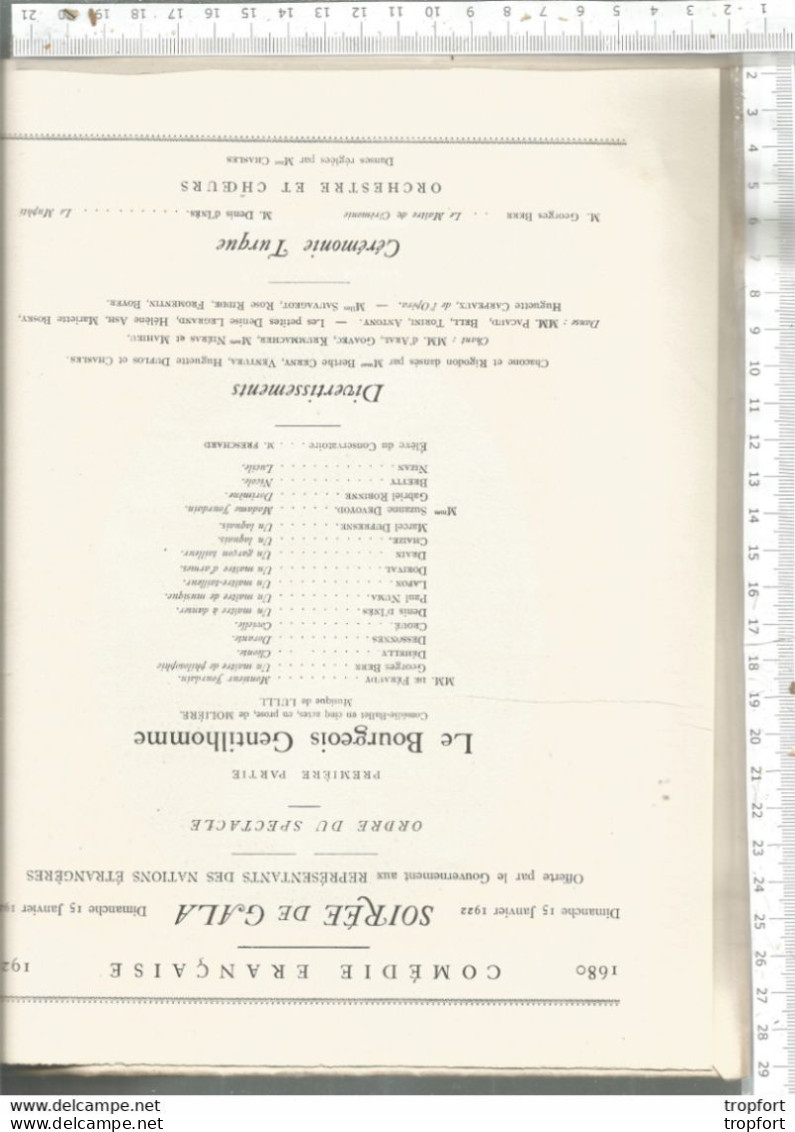 SUPERBE PROGRAMME Théâtre SOIREE DE GALA 1922  MOLIERE // COMEDIE FRANCAISE // ROBINNE BRETTY NIZAN DEVOYOD - Programas