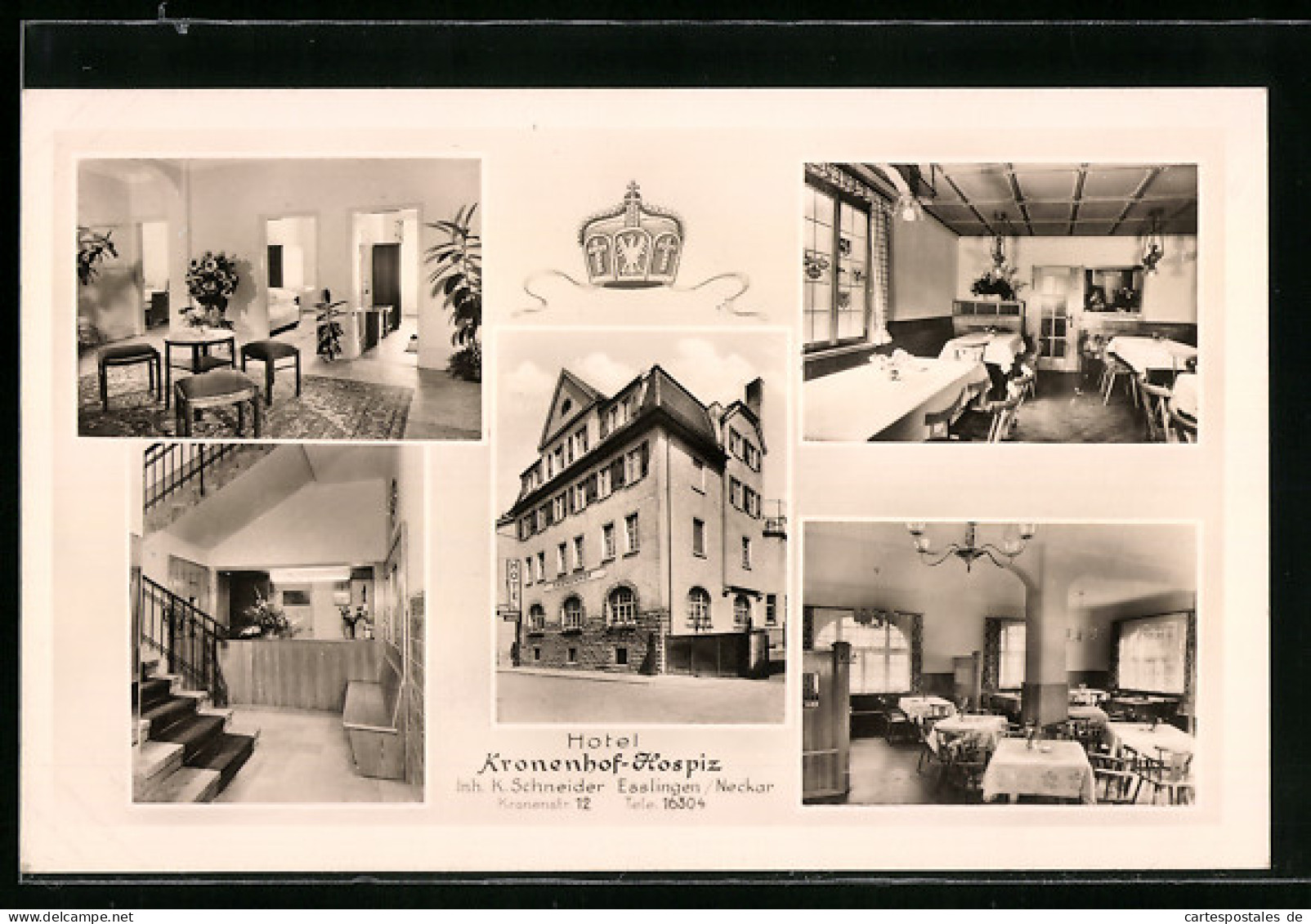 AK Esslingen A. N., Hotel Kronenhof-Hospiz, Kronenstrasse 12  - Esslingen