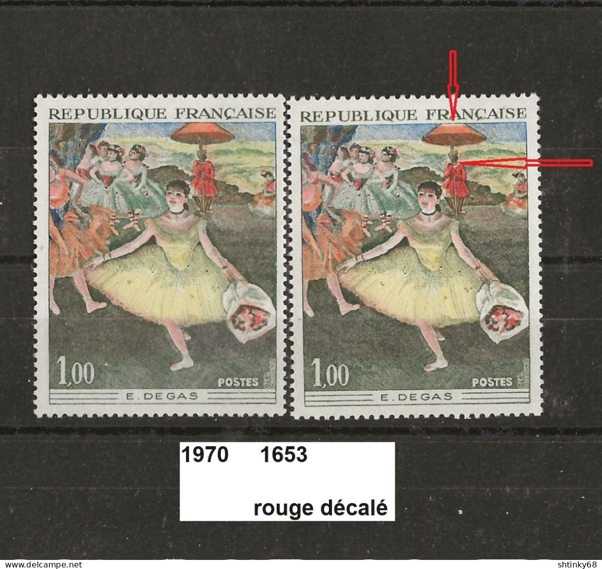 Variété De 1970 Neuf** Y&T N° 1653 Rouge Décalé - Nuovi