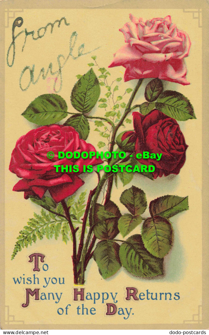 R557119 Ti Wish My Many Happy Returns Of The Day. Red Roses. B. B. 1917 - Mundo