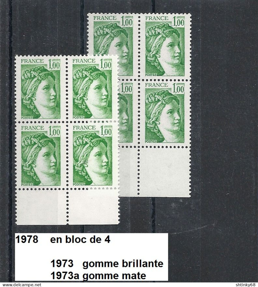 Variété Bloc4 De 1978 Neuf ** Y&T N° 1973 Gomme Brillante & 1973a Gomme Mate - Unused Stamps