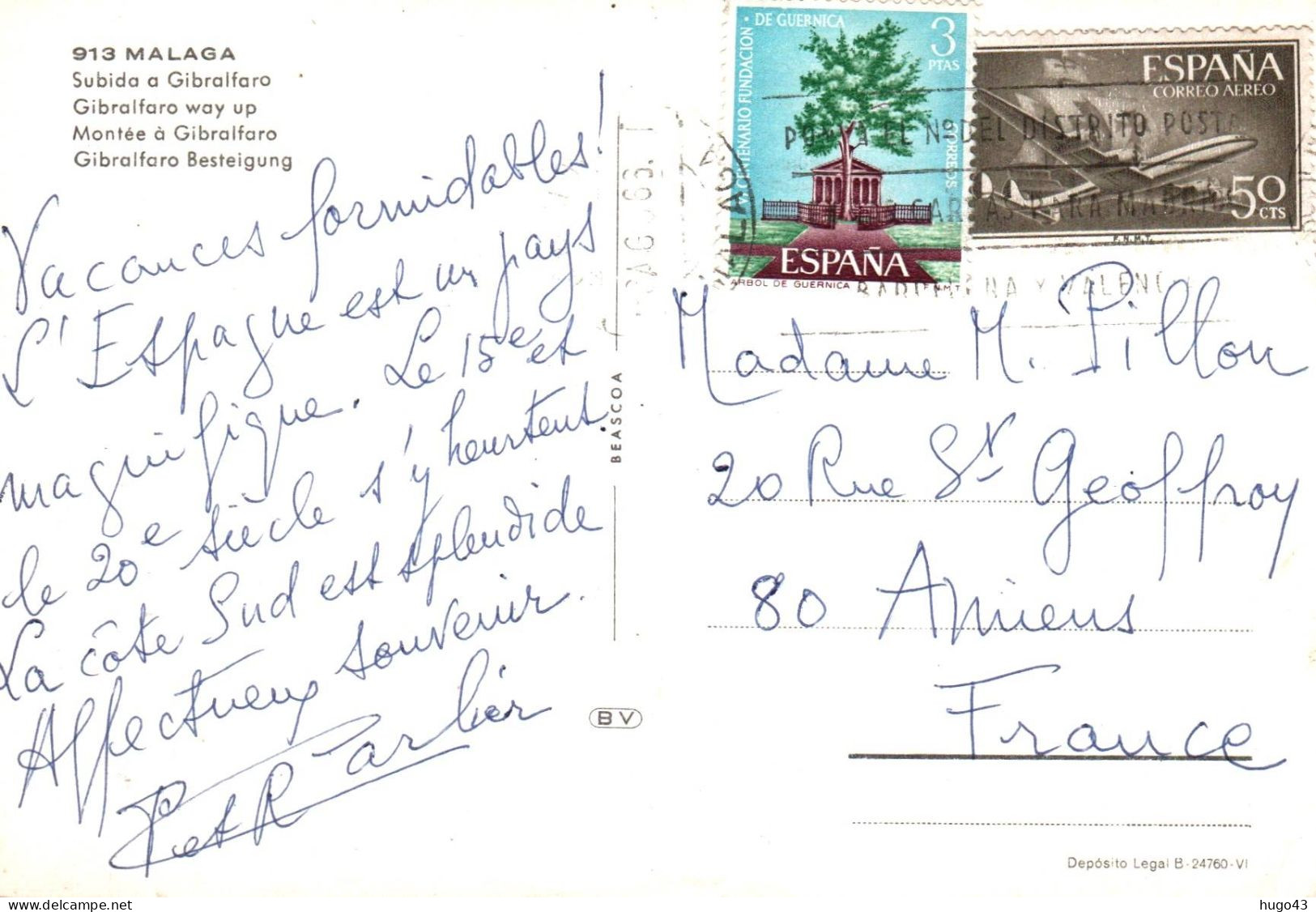 (RECTO / VERSO) MALAGA - N° 913 - SUBIDA A GIBRALFARO - BEAUX TIMBRES - CPSM GF - Málaga