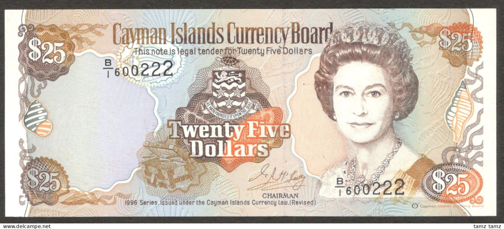 Cayman Island 25 Dollars Queen Elizabeth II P-19 1996 UNC - Isole Caiman