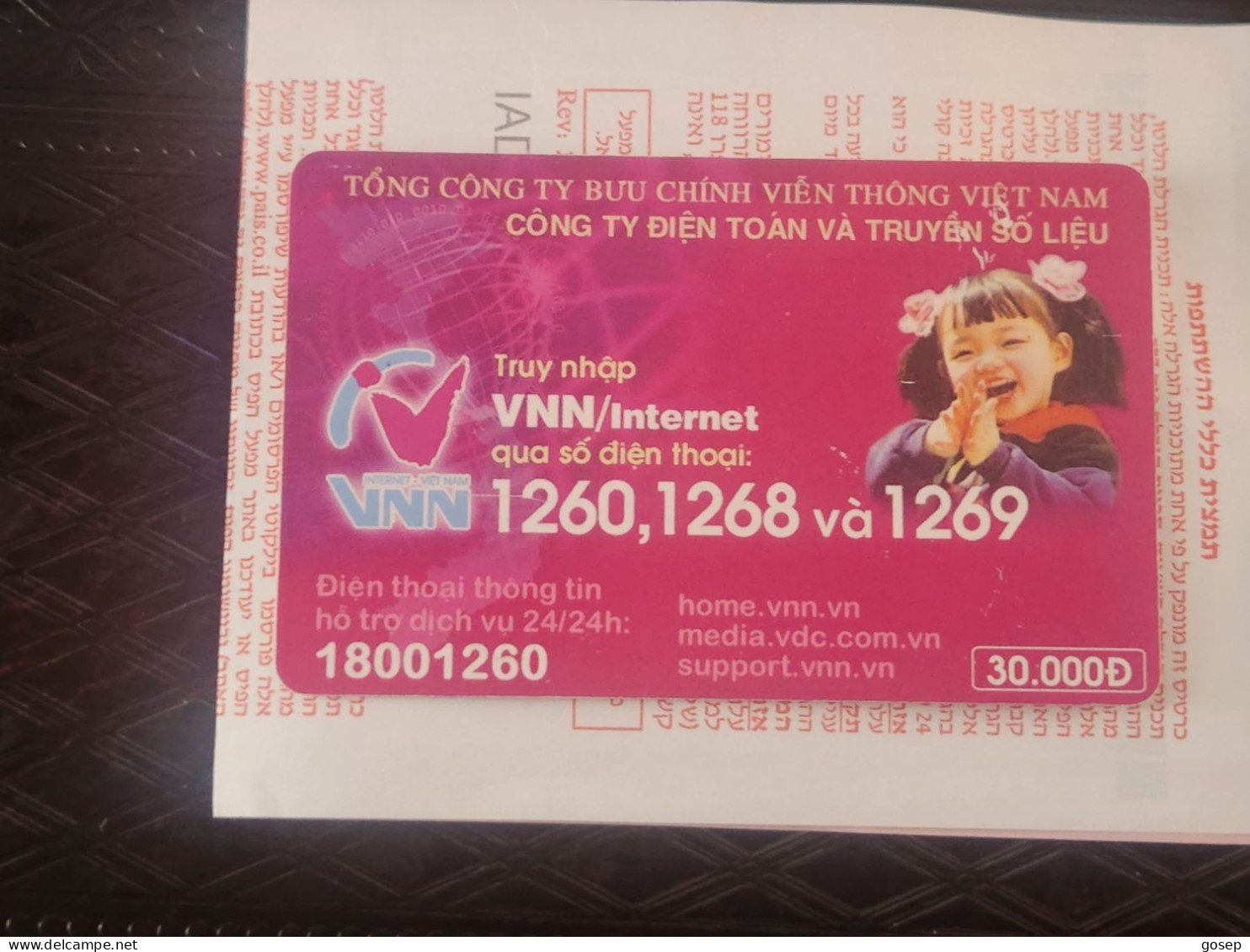 VIETNAM-(VN-CPT-0032B)-VNN Internet-(26)(05005484226)(30.000dong)(tirage-?)used Card+1card Prepiad - Viêt-Nam