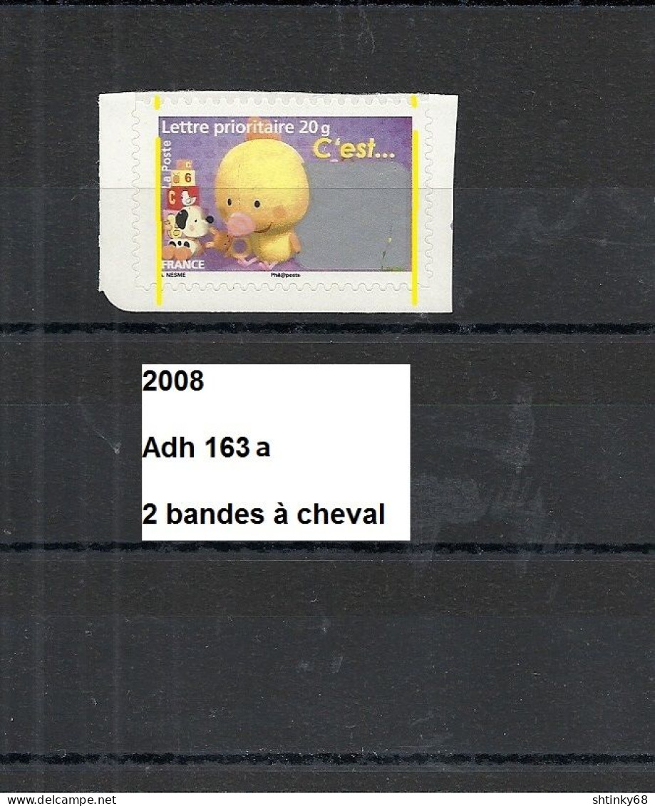 Variété Adhésif De 2008 Neuf** Y&T N° Adh 163a Avec 2 Bandes à Cheval - Unused Stamps