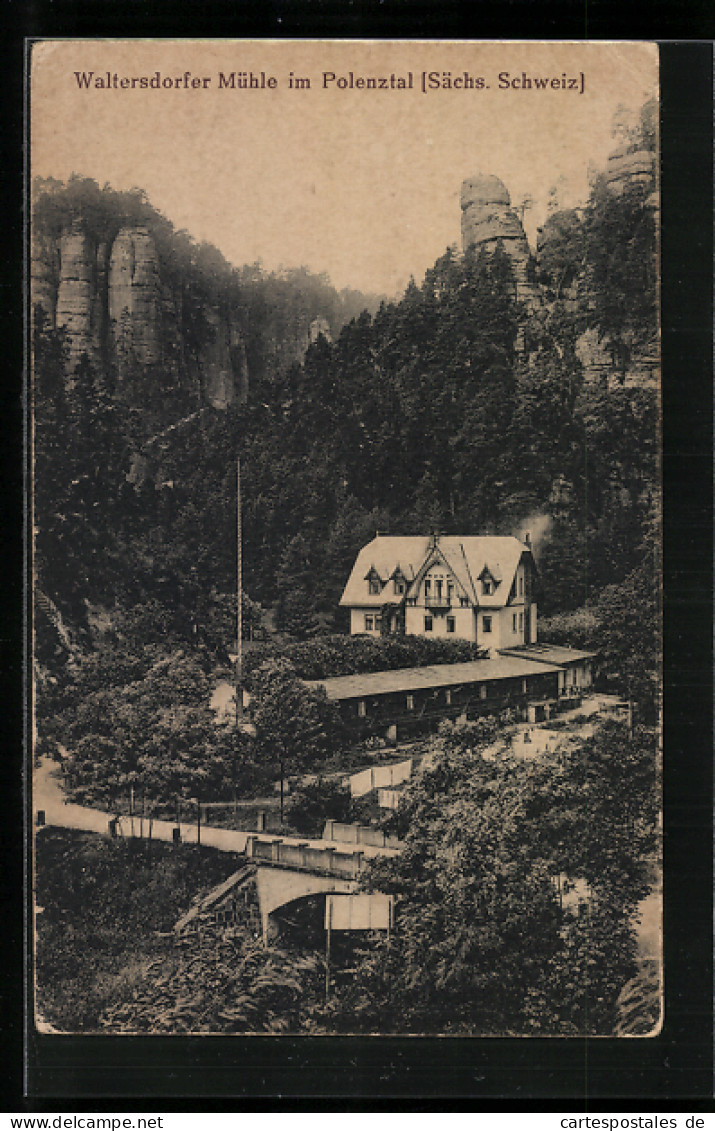 AK Hohnstein, Gasthaus Waltersdorfer Mühle Im Polenztal  - Hohnstein (Sächs. Schweiz)