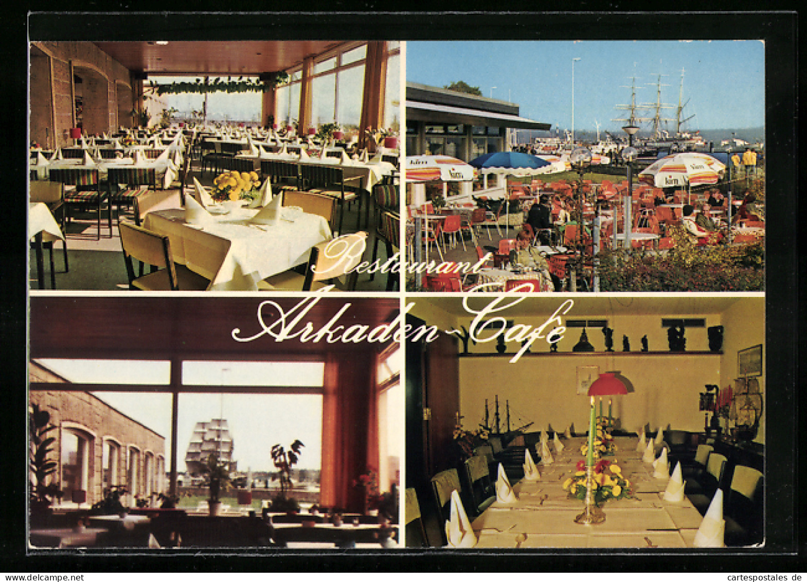 AK Kiel, Restaurant Arkaden Cafe An Der Reventlou-Brücke, Gasträume, Auf Der Terrasse, Segelschiff  - Kiel