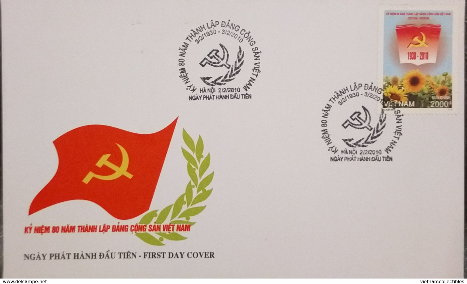 FDC Vietnam Cover 2010 : 80th Anniversary Of Viet Nam Communist Party / Flower (Ms988) - Viêt-Nam