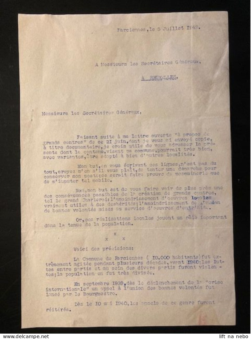 Tract Presse Clandestine Résistance Belge WWII WW2 'A Messieurs Les Secrétaires Généraux...' 6 Sheets - Documentos