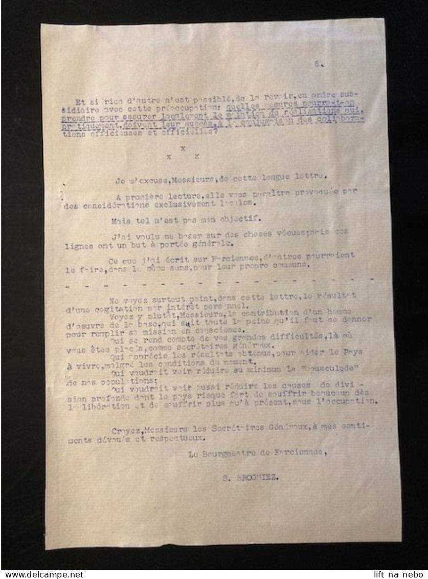 Tract Presse Clandestine Résistance Belge WWII WW2 'A Messieurs Les Secrétaires Généraux...' 6 Sheets - Documenten