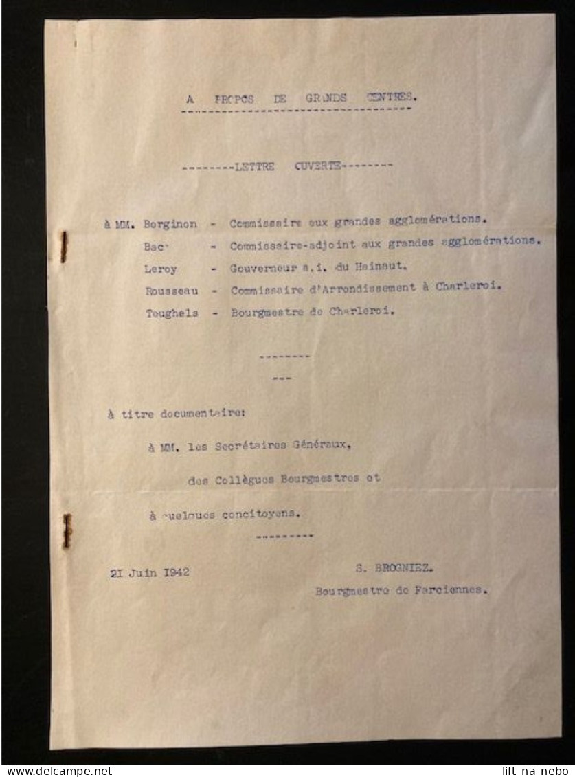 Tract Presse Clandestine Résistance Belge WWII WW2 'A Propos De Grands Centres' 7 Sheets - Dokumente