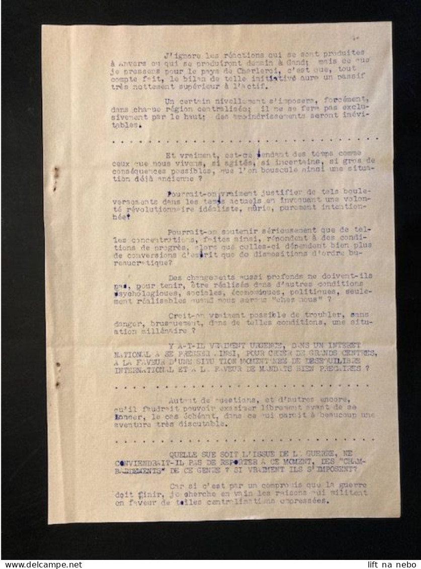 Tract Presse Clandestine Résistance Belge WWII WW2 'A Propos De Grands Centres' 7 Sheets - Dokumente