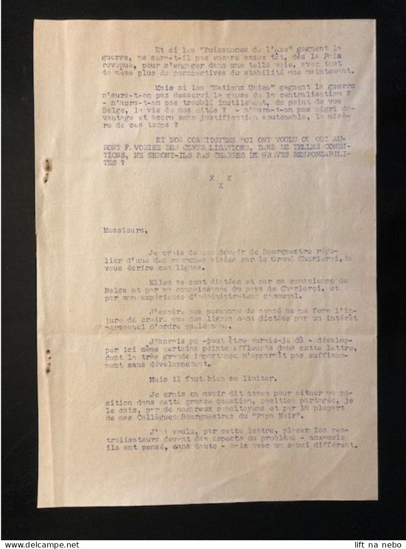 Tract Presse Clandestine Résistance Belge WWII WW2 'A propos de grands centres' 7 sheets