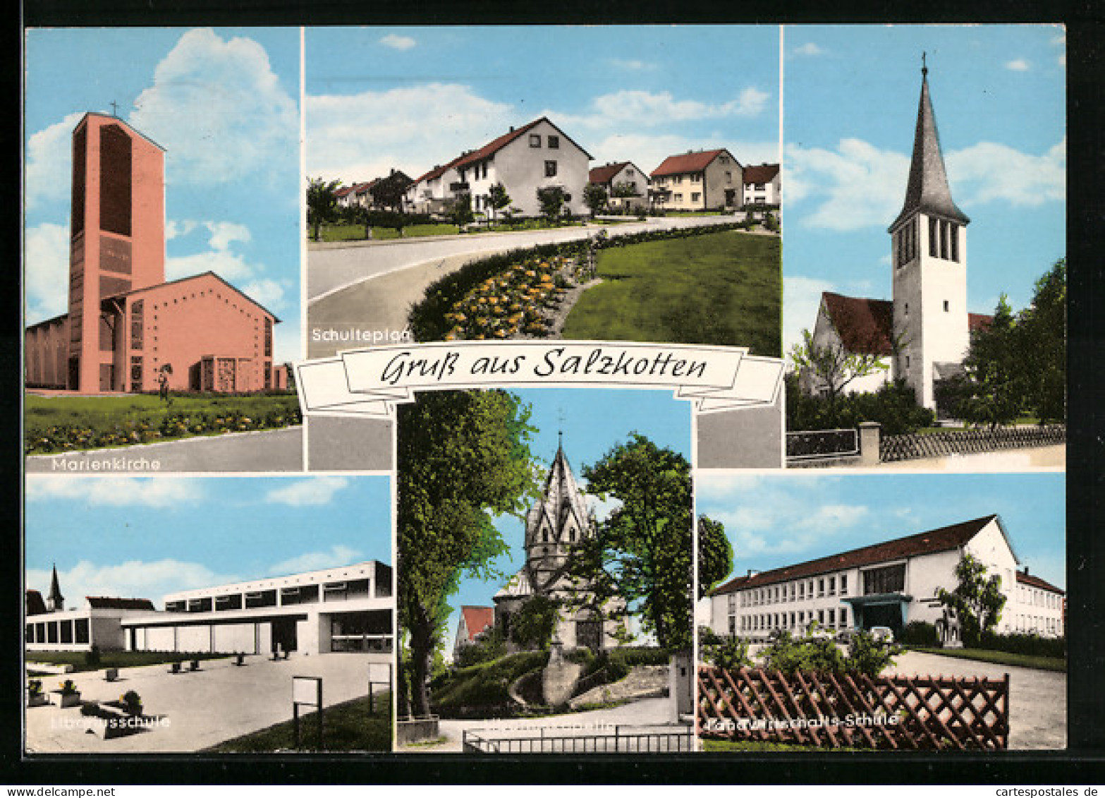 AK Salzkotten I. Westf., Schulteplan, Marienkirche, Landwirtschaftsschule, Kapelle  - Otros & Sin Clasificación