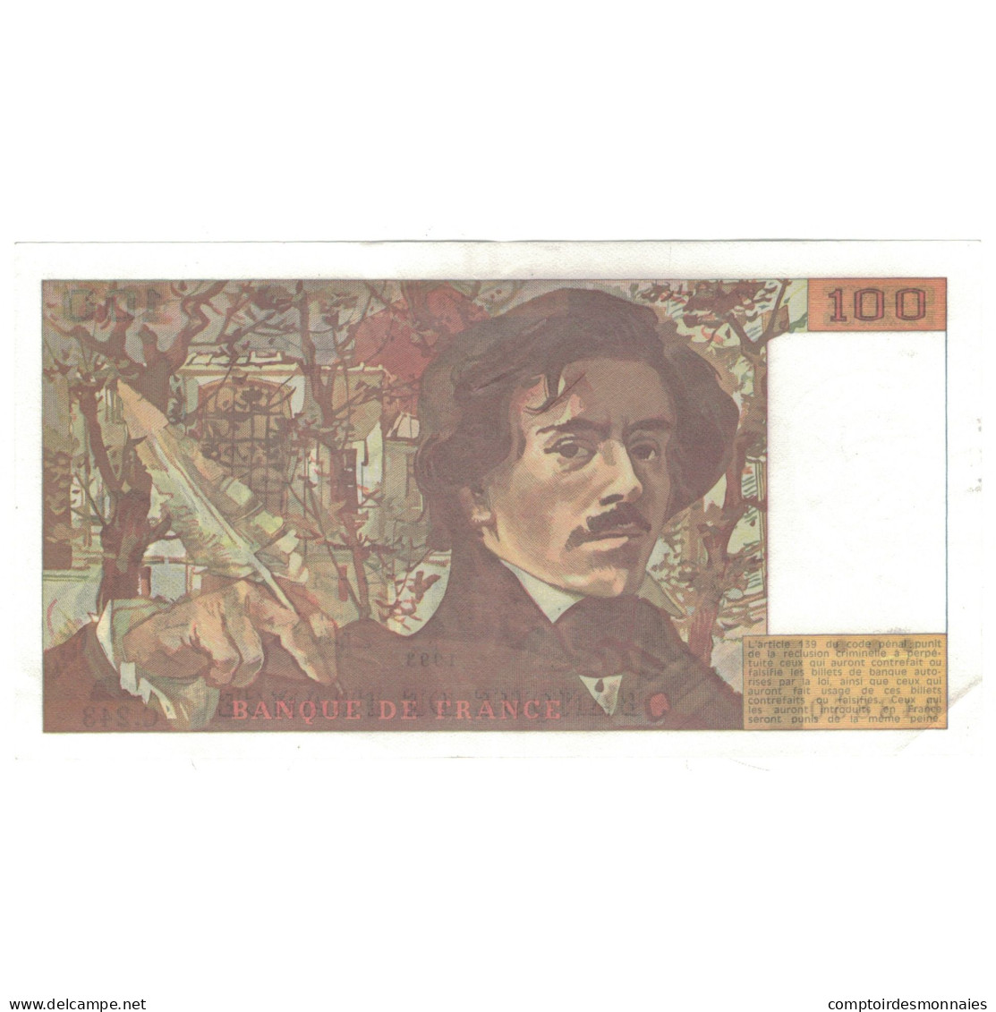 France, 100 Francs, Delacroix, 1993, C.243, SUP+, Fayette:69bis.8, KM:154g - 100 F 1978-1995 ''Delacroix''