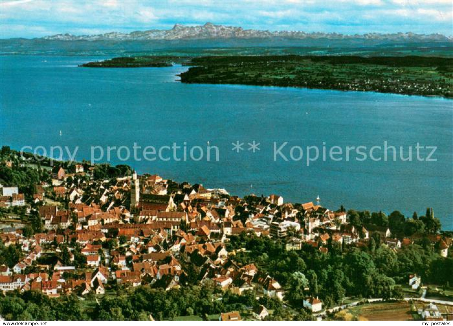 73685725 Ueberlingen Bodensee Kurstadt Blick Ueber Den Bodensee Zu Den Alpen Fli - Überlingen