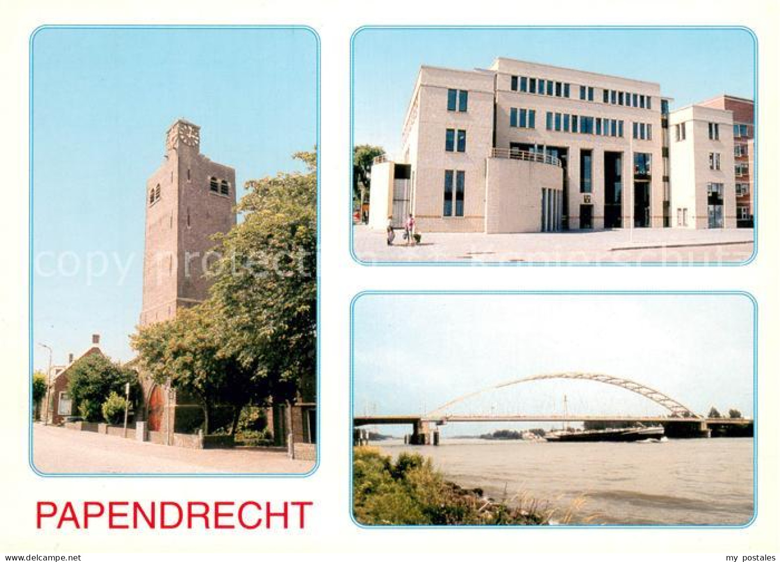 73685697 Papendrecht Ned. Herv. Kerk Gemeentehuis Merwede Verkeersbrug Papendrec - Other & Unclassified